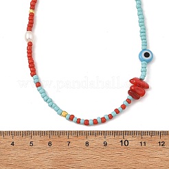 Collane da donna fatte a mano con occhio di Allah in vetro e perle naturali.&nbsp;NJEW-JN06425