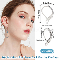 200 шт. фурнитура для сережек из нержавеющей стали 304&nbsp;STAS-BBC0003-75