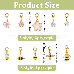 Decorazioni pendenti in lega smaltata 25 pz&nbsp;HJEW-DC00144