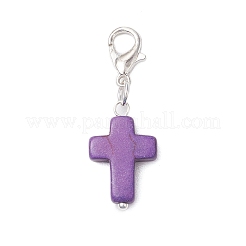 6 pieza de colgante de cruz de turquesa sintética decorativa&nbsp;HJEW-JM02499
