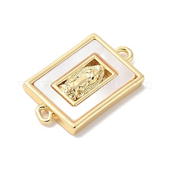 Латунный паве натуральный белый ракушка религиозные соединители подвески&nbsp;KK-S522-04B-G