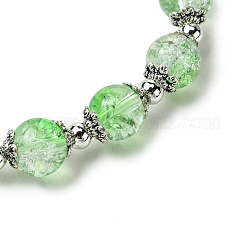 Braccialetti elastici con perline di vetro craquelé rotonde&nbsp;BJEW-JB11456-05