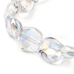 Bracciale elasticizzato con perline quadrate in vetro placcato per ragazze adolescenti&nbsp;BJEW-JB06873