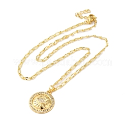 Ожерелья с подвеской из латуни с микропаве и прозрачным кубическим цирконием для женщин&nbsp;NJEW-S429-03G-01