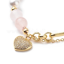 Bracciale con ciondolo a cuore in zirconi cubici catene in ottone&nbsp;BJEW-JB08790