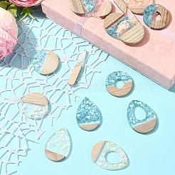 16шт 8 стиля подвески из прозрачной смолы и белого дерева&nbsp;RESI-FS0001-82