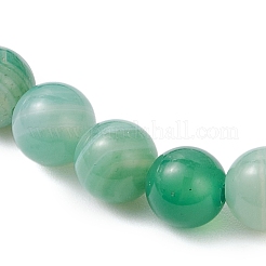 Женские браслеты из натурального зеленого полосчатого агата (окрашенного и нагретого) и латунных круглых бусин&nbsp;BJEW-JB12265-02