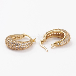 Boucles d'oreilles créoles en laiton zircon cubique micro pavé&nbsp;EJEW-C502-07G