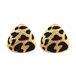 Pendientes de botón de latón esmaltado con estampado de leopardo para mujer&nbsp;EJEW-U055-15D-G