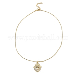 Collane con pendente in ottone placcato oro con micro pavé di zirconi trasparenti&nbsp;NJEW-L178-01G-02