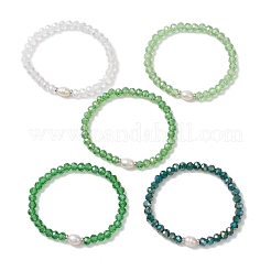 5 Stück Stretch-Armband aus Glas und natürlichen Süßwasserzuchtperlen für Damen&nbsp;BJEW-JB13521