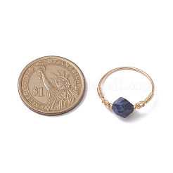 Кольца на палец круглой формы со звездами и натуральными смешанными драгоценными камнями&nbsp;RJEW-JR00726