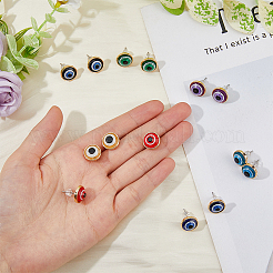 7 paire de boucles d'oreilles à tige en résine 7 couleurs pour femmes&nbsp;EJEW-FI0001-71