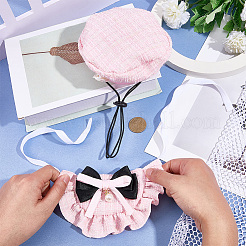 Наборы из полиэстера с бантом для ошейника и шапки для домашних животных&nbsp;AJEW-WH20019-84B