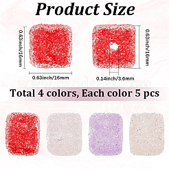 20 pieza de cuentas de rhinestone de resina en forma de cubo drusy de 4 colores&nbsp;RESI-PA0001-43A