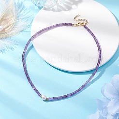 Collane di perle e ametista naturale&nbsp;NJEW-JN05092-01