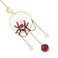 Atrapasueños colgantes de arañas de vidrio para Halloween&nbsp;HJEW-JM05041