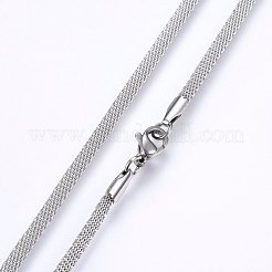 Anlaufgeschützte 304 Edelstahl-Mesh-Kettenhalsketten&nbsp;NJEW-F227-06P-04