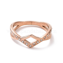 Anillo de dedo de onda de rhinestone de cristal&nbsp;RJEW-D120-15B-RG