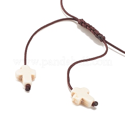 Bracciale con perline intrecciate di tartaruga sintetica turchese (tinta).&nbsp;BJEW-JB07982-02