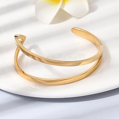 Браслеты-манжеты из нержавеющей стали 304 для женщин&nbsp;BJEW-D408-29G