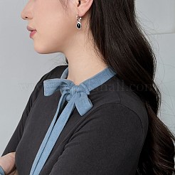 Серьги-гвоздики из натурального окрашенного и нагретого черного агата овальной формы&nbsp;EJEW-M241-02