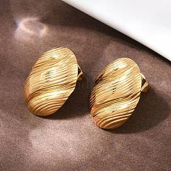 Серьги-гвоздики из нержавеющей стали 304 овальной формы с полосками&nbsp;EJEW-I320-21G-05