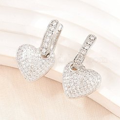 Orecchini pendenti a cerchio in ottone con micro pavé di zirconi cubici trasparenti&nbsp;EJEW-G471-30D-P