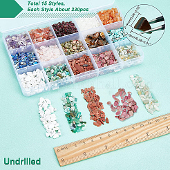 3500 pièce de perles de pierres précieuses mixtes naturelles et synthétiques de 15 styles&nbsp;G-NB0003-09