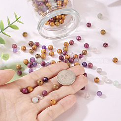 240 шт. 6 вида бусин из натурального флюорита и деревянных бусин&nbsp;G-KS0001-17