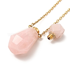 Открывающиеся граненые ожерелья с подвесками в виде флаконов духов из натуральных и синтетических смешанных камней для женщин&nbsp;NJEW-F296-03G