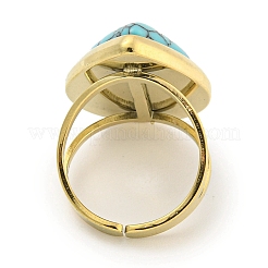 Anillos de brazalete de turquesa sintética de acero inoxidable 304 con revestimiento iónico (IP)&nbsp;G-Z056-09G-04