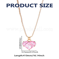 1 шт. ярко-розовое сердце из цинкового сплава стеклянная подвеска в виде коробки с цепочкой для женщин&nbsp;NJEW-LP0004-20