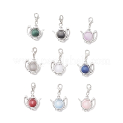 Чайник тибетский стиль сплав и смола имитация кошачьего глаза подвеска украшения&nbsp;HJEW-JM03720