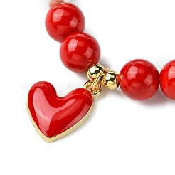 Браслеты на день святого валентина из натурального окрашенного нефрита Машан с бусинами для женщин BJEW-TA00575