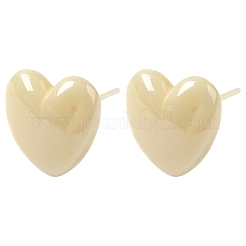 Orecchini a bottone con cuore in ceramica ipoallergenica in bioceramica con zirconi&nbsp;EJEW-C065-02A
