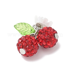 Подвески-вишни из полимерной глины ручной работы со стразами&nbsp;PALLOY-JF03868-03