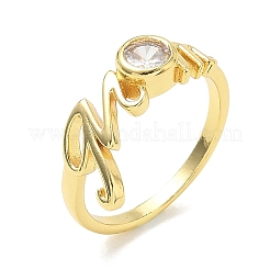 Muttertags-Fingerringe aus Messing mit Mikropavé-Zirkonia für Damen&nbsp;RJEW-K261-15A-G