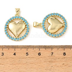 Colgantes de circonita cúbica azul cielo con micro pavé de latón&nbsp;CU-CBA6938-07G-06