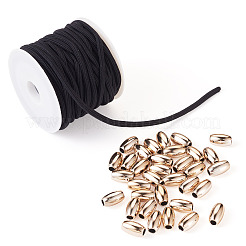 Круглый нейлоновый эластичный шнур длиной 5 м с 100 золотыми пластиковыми бусинами.&nbsp;DIY-TA0011-37