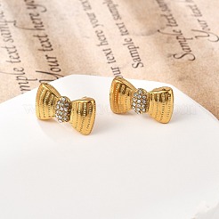 Серьги-гвоздики из нержавеющей стали 304 с микропаве из прозрачных кубических цирконий&nbsp;EJEW-I318-01G-02