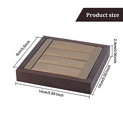 Vassoi espositori per anelli in legno rivestiti in pelle sintetica spazzolata a 3 slot&nbsp;ODIS-WH0034-10
