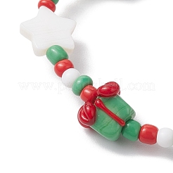 Stretch-Armbänder aus Glasperlen mit Weihnachtsmotiv&nbsp;BJEW-TA00531