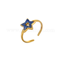 Bracciale aperto in acciaio inossidabile 304 smaltato con anelli per donna&nbsp;WGFF25C-02