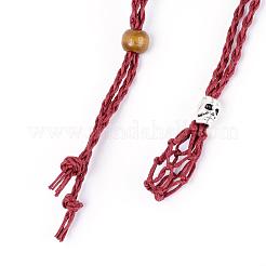 Fabrication de collier de pochette en macramé avec cordon ciré tressé réglable&nbsp;MAK-WH0009-02K