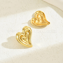 Boucles d'oreilles à tige élégantes en acier inoxydable 201 en forme de cœur&nbsp;LD8214-1