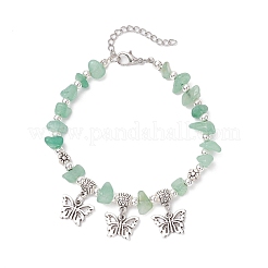 Естественный зеленый бисерные браслеты авантюрин чипов&nbsp;BJEW-JB11819-02