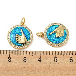 Micro pavé di zirconi in ottone con pendenti in opale sintetico&nbsp;KK-D096-05B-01