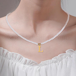 Colliers avec pendentifs en acier inoxydable et perles d'imitation&nbsp;NJEW-LP0001-51L-G