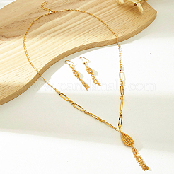 Ohrringe und Halsketten-Set mit tropfenförmigen Quasten aus Eisen für Damen&nbsp;AK6196